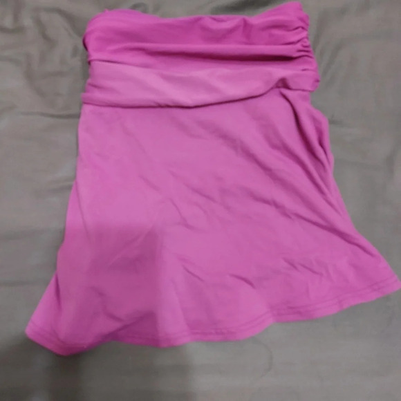 Lands end plus size swimsuit skirt bottoms solid pink ruching waist size 16W - Picture 6 of 8